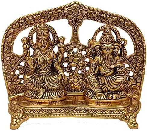 RCI Handicrafts White Metal Gold Plated Lakshmi Ganesh for Pooja and Festive Decoration