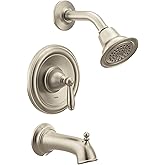 Moen Brantford Brushed Nickel Posi-Temp Pressure Balancing Eco-Performance High-Pressure Shower Trim Kit with Showerhead, Lever Handle, and Tub Spout (Valve Required), T2153EPBN