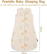 PewinGo Baby Sleeping Bag 0.5 Tog 0-6 Mths 2 Pack 100% Cotton Beige view 2