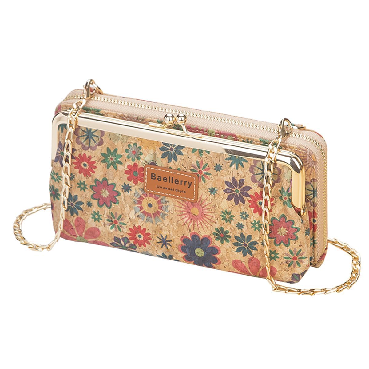 aolaso Cork Purse Wallet for Women Small Crossbody Phone Bag with Card Holders Zipper Coin Purse for Ladies