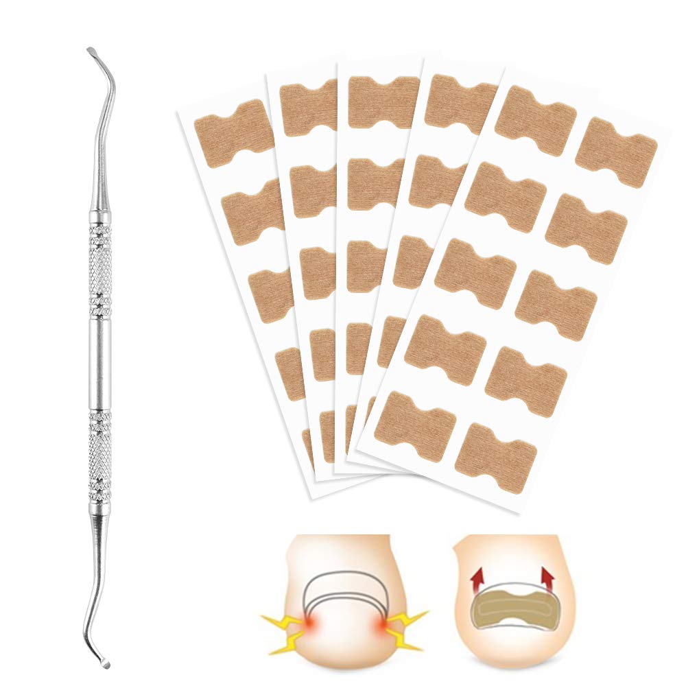 DKAF 5 Sheets Glue Free Toenail Patch with 1 Pcs Nail Hook, Ingrown Toenail Removal Correction Patch Foot Nail Treatment Tool, Toenail Correction Sticker: Beauty