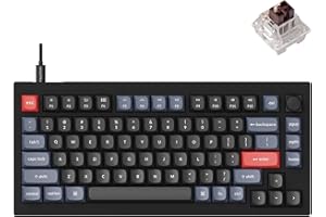 Keychron V1 75% Wired Mechanical Keyboard, QMK/VIA Programmable, Hot-swappable K Pro Brown Switches, Compatible with Mac Windows Linux - Carbon Black