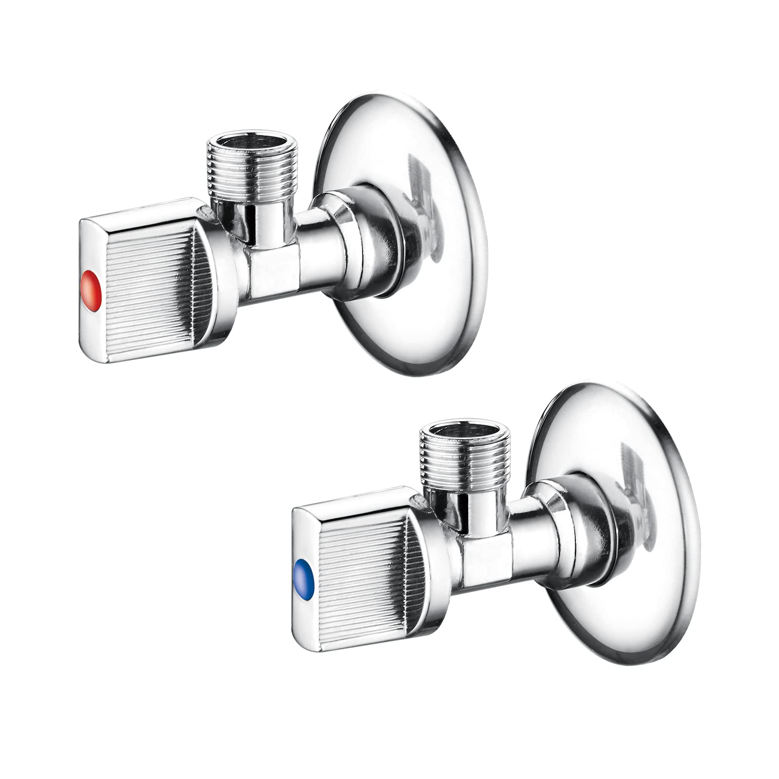 Ibergrif Angled Isolation Valves 1/2 Inch x 1/2 Inch BSP, Chrome Brass Corner Stop Valves for Basin Sink, Wall Mounted Shut Off Valves for Hot Cold Water, 2 Pack
