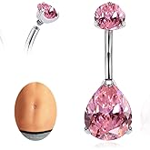limerencia G23 Titanium Belly Button Rings hypoallergenic medical implant grade 14G Teardrop CZ Belly Navel Rings Piercing Belly Bars