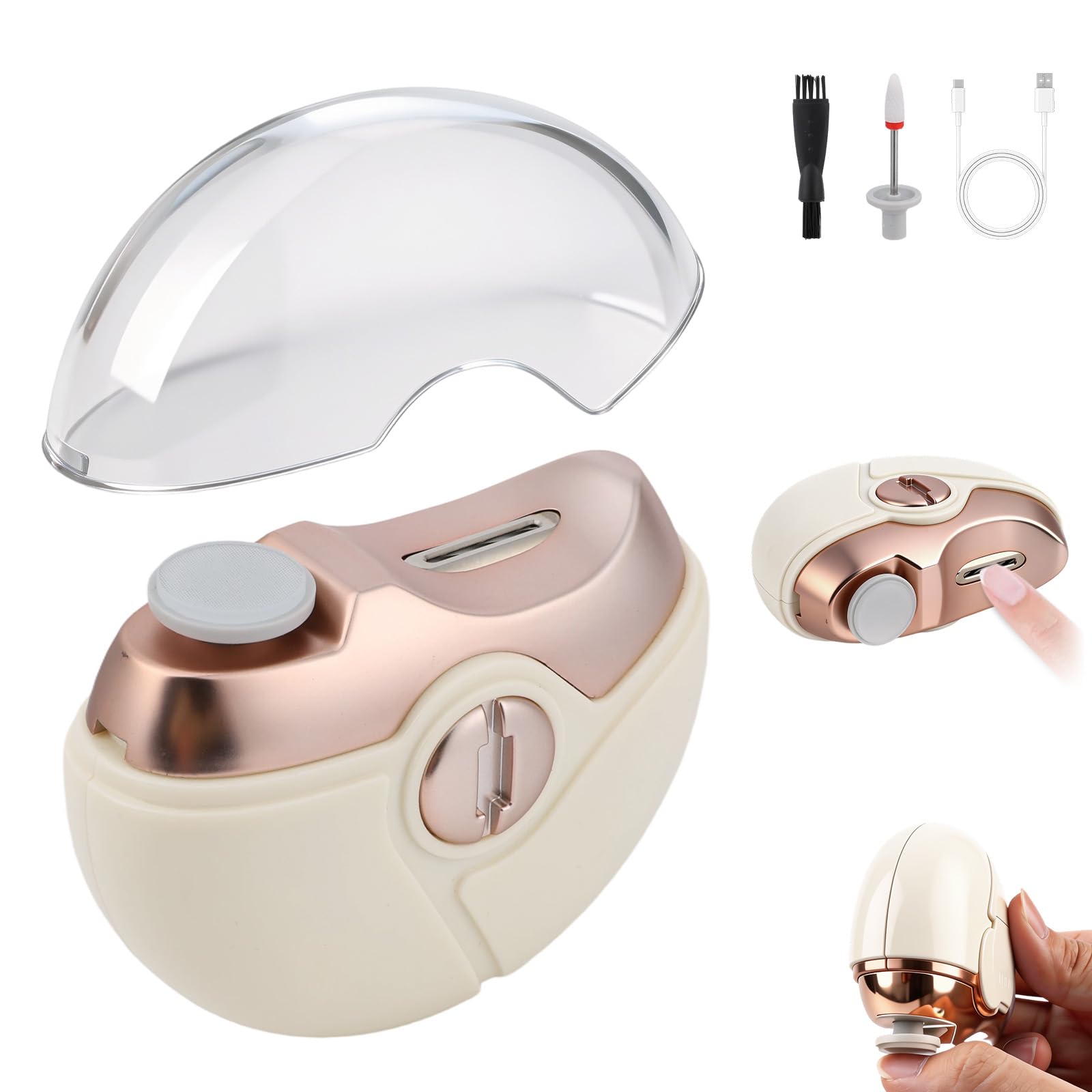 View 1 of 2 in 1 Electric Polishing Automatic Nail Clippers, 2026 Upgraded Electric Nail Trimmer Electric Nail Clipper with 2 Adjustable Speeds, Nail Trimmer for Seniors,Adults Automatic Nail Clipper (Beige)