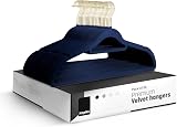KEPLIN Velvet Hangers 30 Pack 41.5cm Navy Non-Slip with Tie Bar & 360° Hook