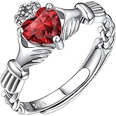 ChicSilver 925 Sterling Silver Celtic Knot/Claddagh Heart Shape Birthstone Promise Ring for Women