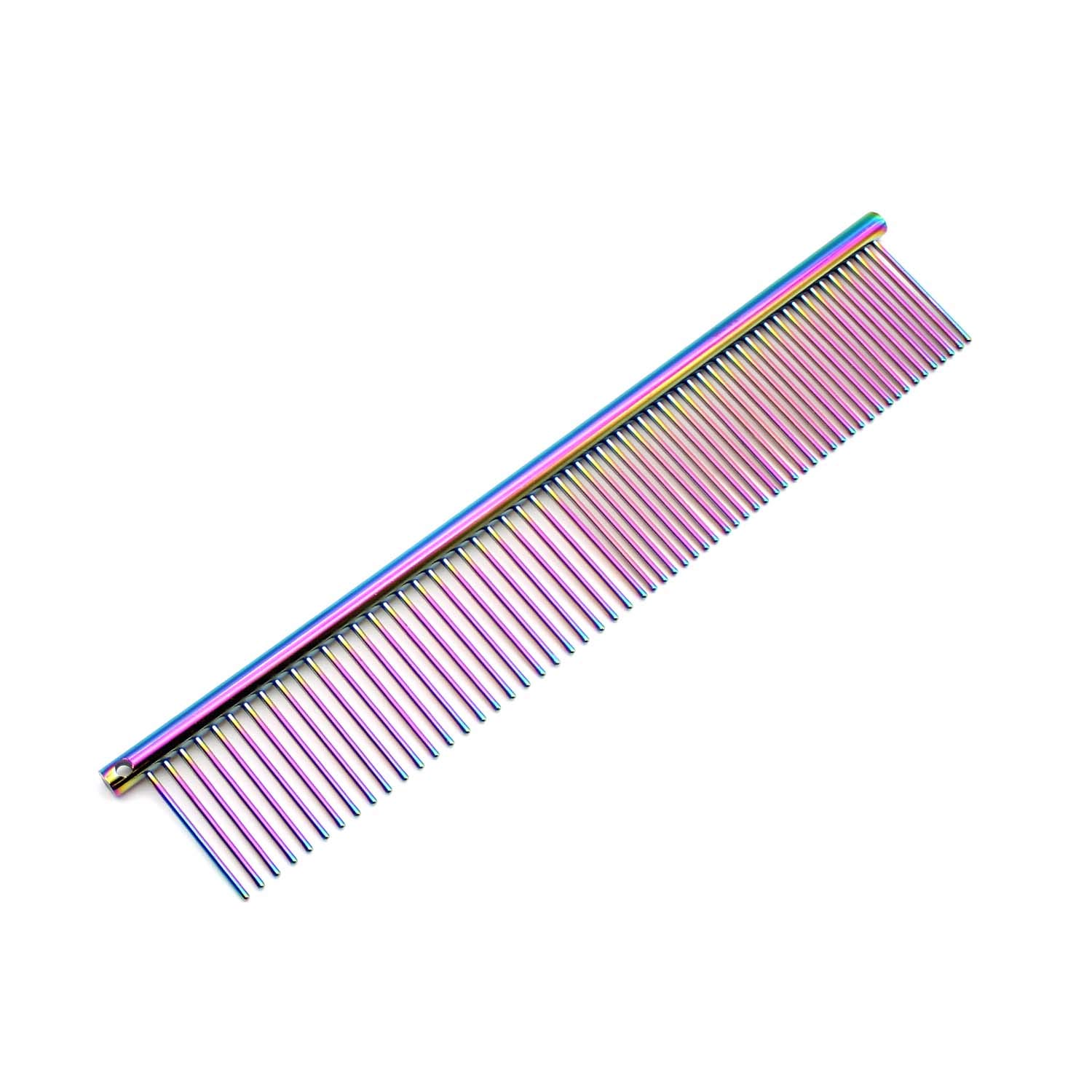 S-H ARTISAN-SH Pet Stainless Steel Comb Cat and Dog Grooming Comb, With Round Teeth Can Clean Hair and Prevent Knotting, Suitable for All Kinds of Pets, Wide Teeth and Tight Teeth Dog Combs (7.4 in)
