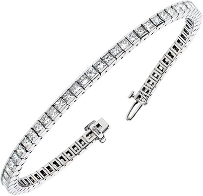 White Gold Womens Princess Cut Channel Set Diamond Tennis TB003VIP