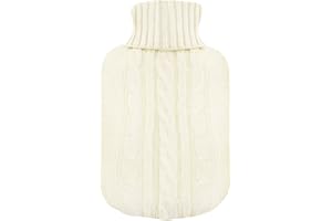 TRIXES Knitted Cover For Hot Water Bottle - Beige Knitted Insulator - Cover only (Hot water Bottle not Included)