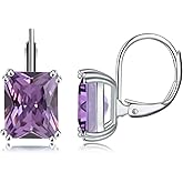 CiNily Emerald Cut Drop Dangle Earrings for Women 18K White Gold Plated Cubic Zirconia Simulated Diamond Dangle Earrings Jewelry Gifts for Weddings Birthday Party