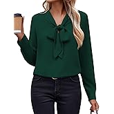Zeagoo Womens Blouses Chiffon Long Sleeve Shirts Bow Tie Neck Work Tops Business Casual Outfits