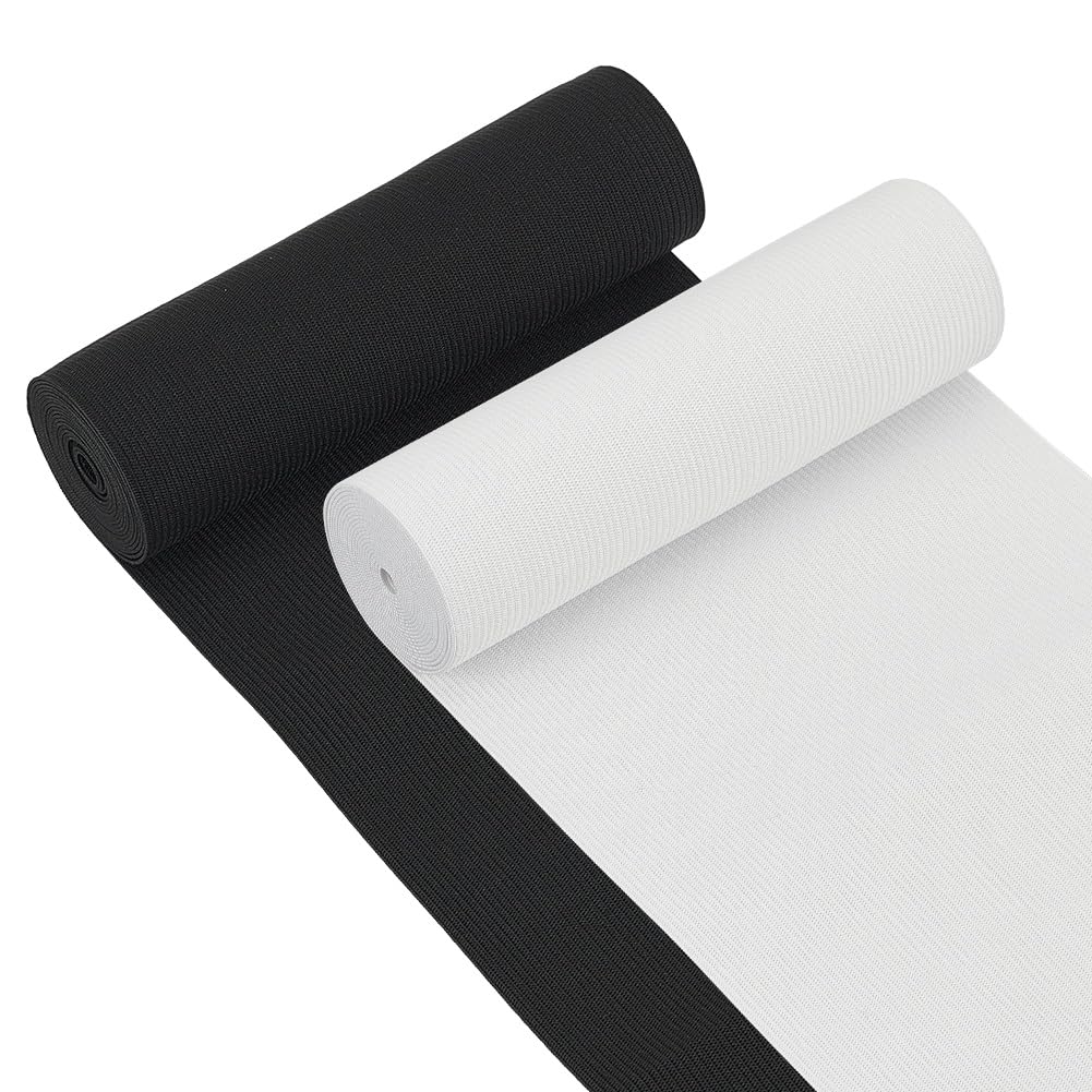 BENECREAT 4 Yards 150mm Wide Flat Elastic Band Black and White Heavy Stretch Knit for Sewing Project