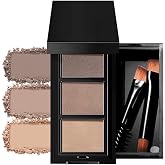 Light Medium Brown Eye Brow Powder for Women, Taupe Eyebrow Powder Kit with Brush, Long-Lasting 3 Colors Brow Palette, Filler for Full, Defined Natural Brows Shaping