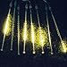Lalapao Outdoor Christmas String Lights Solar Powered Xmas LED Meteor Shower Rain Lights Falling Raindrop Light 8 Tubes 288 LED Cascading Fairy Lights for Tree Garden Wedding Party Decor (Warm White)