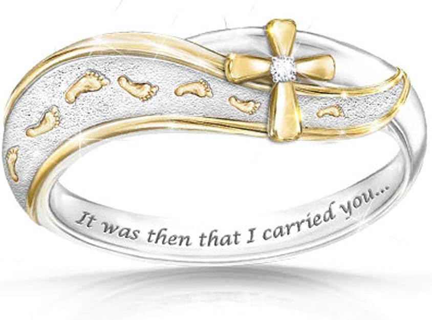 The Bradford Exchange 'Footprints in The Sand' Solid Sterling Ring