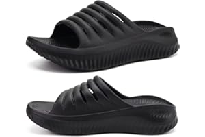 KuaiLu Womens Recovery Sandals With Comfortable Plantar Fasciitis Support,Ladies Orthotic Open Toe Sport Slides Thick Cushion