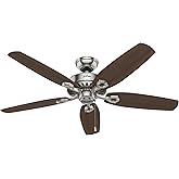 Hunter Fan Company 53241 Builder Elite Indoor Ceiling Fan with Pull Chain Control, 52", Brushed Nickel Finish
