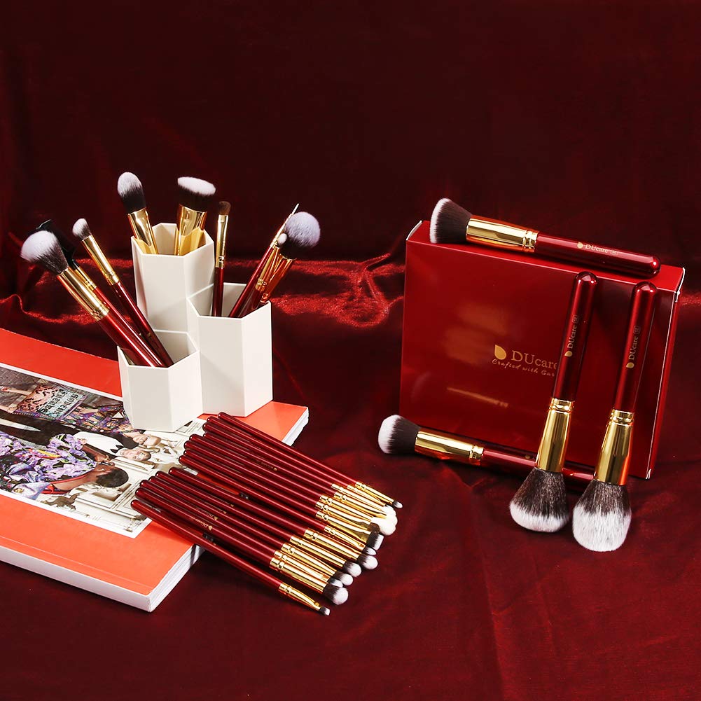 DUcare Makeup Brushes 27Pcs Professional Makeup Brush Set Premium Synthetic Goat Pony Hair Kabuki Foundation Blending Brush Face Powder Blush Concealers Eye Shadows Make Up Brushes Kit: Beauty