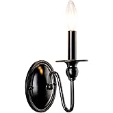 Aspen Creative 62710-01-1, 1 Light Indoor Wall Fixture, 4-1/4" W x 7-5/8" H x 6-1/4" E, Matte Black Finish, Bulb Not Included