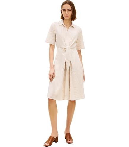 Tommy Hilfiger Women's Broderie Short Sleeve Shirt Dress,Ecru X-Small at Amazon Women's Clothing store