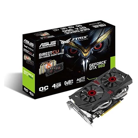 Asus STRIX-GTX960-DC2OC-4GD5 Nvidia GeForce Gaming Grafikkarte (PCIe 3.0 x16, 4GB DDR5 Speicher, HDMI, DVI, 3x DisplayPort)