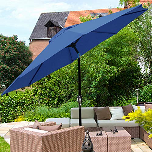 Blissun 9 Outdoor Aluminum Patio Umbrella Striped Patio Blue And Green For Sale Online Ebay