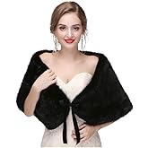 Olbye Women's Faux Fur Wraps Wedding Fur Shawls Sleeveless 1920 Faux Fur Stole for Women and Girls Fur Capelet Mink Shawl