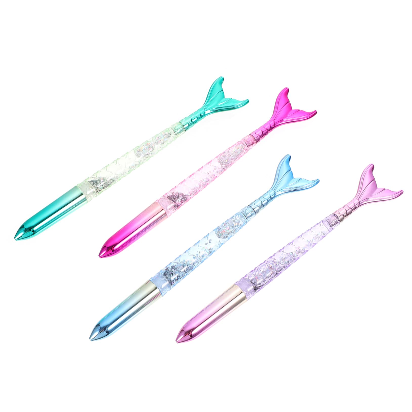 NUOBESTY 4pcs Mermaid Gel Pens Cute 0. 5mm Black Gel Ink Refills Ballpoint Pens Rollerball Pen for School Home Office Stationery Kids Students
