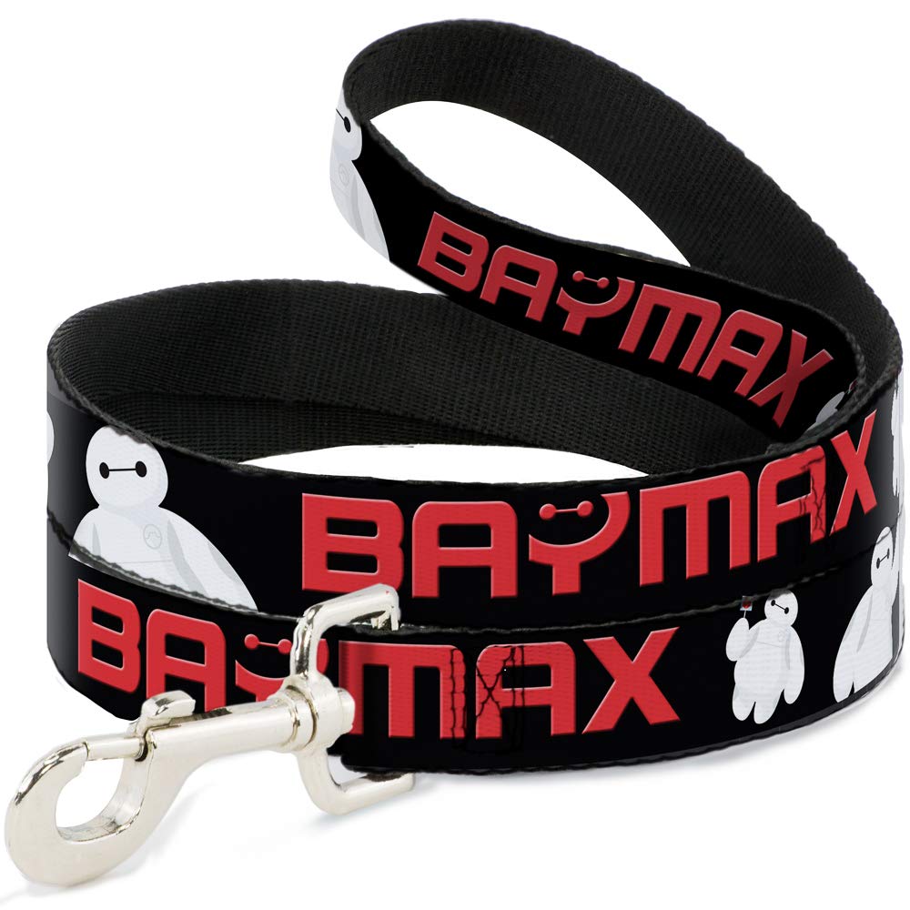 Buckle Down Wide 0.5" "Baymax Poses Black/White/Red Dog Leash, 6'