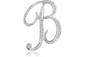 ETHOON Letter Brooch Pins Initial Rhinestone Brooch for Women Crafts Silvery A-Z