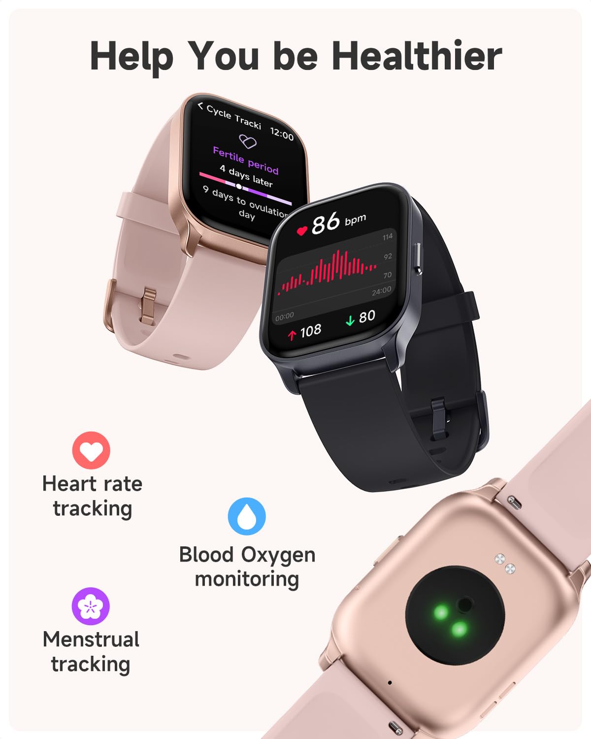TOOBUR Smart Watch for Women, Answer/Make Calls, Alexa Built-in, Fitness Watch IP68 Waterproof/Heart Rate/Sleep Monitor/100 Sports, Step Counter, Ladies Smartwatch Compatible Android IOS