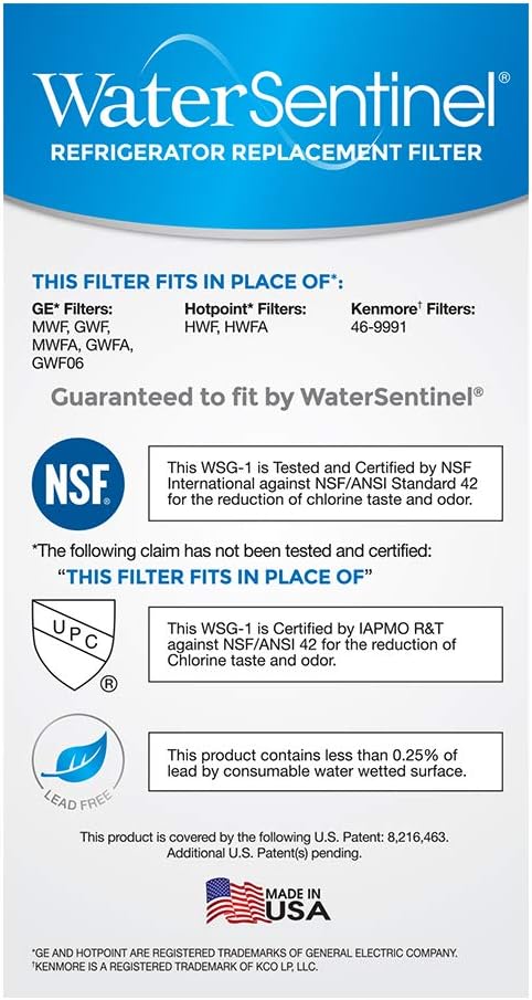 WaterSentinel WSG-1 Refrigerator Replacement Filter: Fits GE MWF Filters: Home Improvement