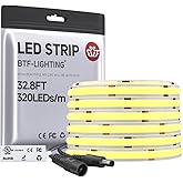 BTF-LIGHTING FCOB COB LED Strip Dimmable White Light Strip 24V DC Natural White 4000K 10m 320LED/m CRI 90+ Under Cabinet Tape