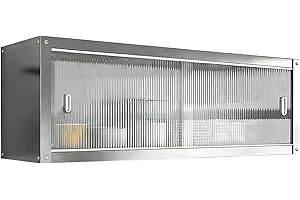 Stainless Steel Kitchen Wall Storage Cabinet, Pantry Cabinet with Acrylic Sliding Door, Single Shelf Organizer for Bathroom, 