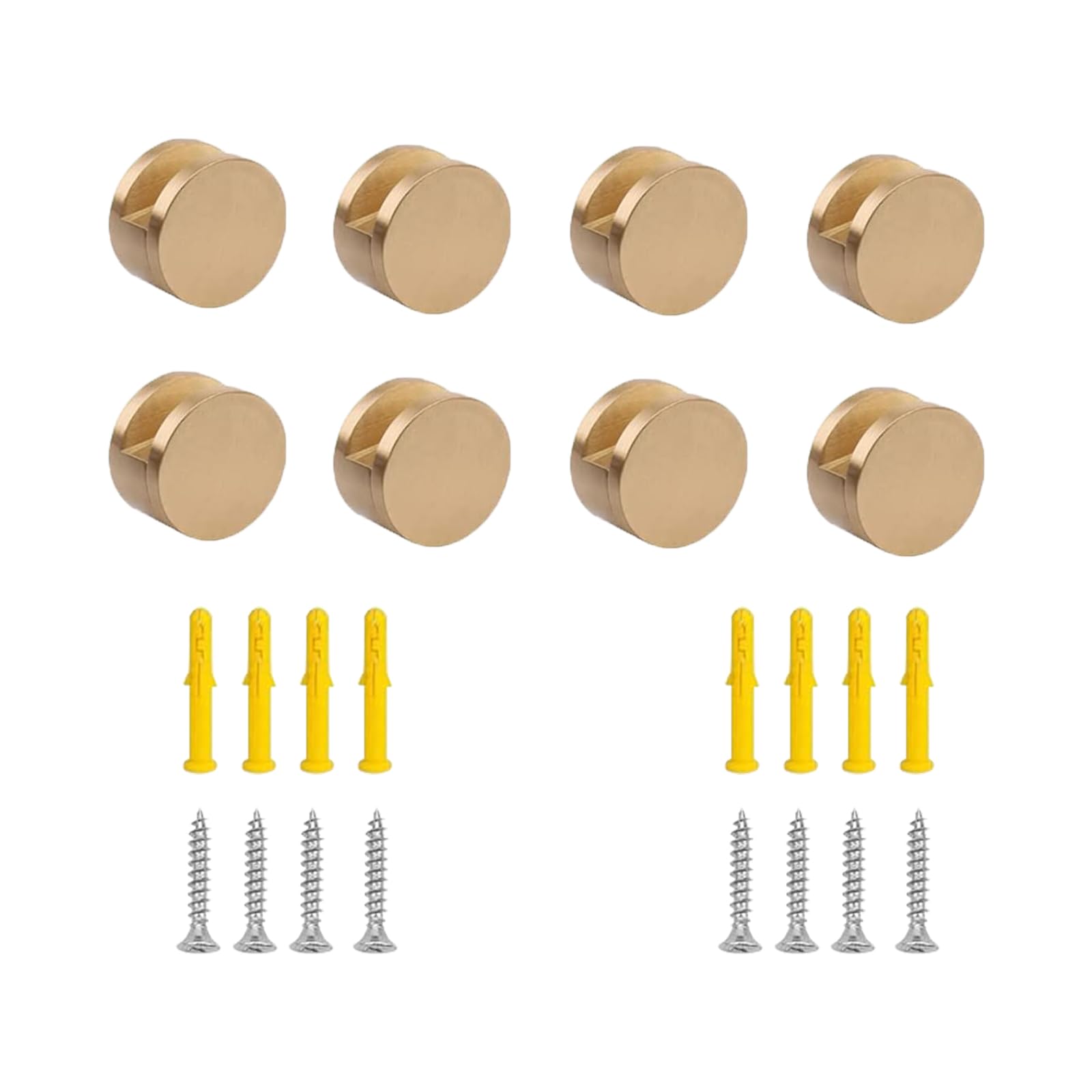 Ykendz Aluminum Mirror Clips, Round Shape Wall-Mounted Mirrors Bracket, Glass Clips Clamps Holder, Dresser Mirror Fixed Fitting for 5-11mm Thick Mirrors 8 Pcs (Gold)