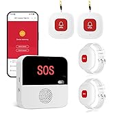 PerfeSafe Life Alert Systems for Seniors No Monthly Fee, Wi-Fi APP Control Wireless Caregiver Pager for Elderly at Home, Medical Alert Systems for Patients with 1 Receiver 2 Call Button 2 Watch Button
