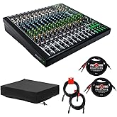 Mackie ProFXv3 Series, 16-Channel Professional USB Effects Mixer with Built-In Effects Bundle with Gator GMC-2222 Mixer Dust Cover, 2x Pig Hog PB-S3410 Stereo Cable, and 2x XLR-XLR Cable