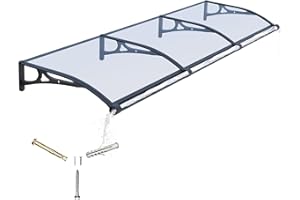 GGNEBAI Awning for Door Entrance,40x120Inch Awnings for Doors with Drainage Sink,Window Canopy Exterior with Aluminum Alloy Bracket,Solid Polycarbonate Cover,UV,Rain,Snow Protection for House,Porch,Patio,Deck