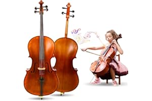 Vetimobato Acoustic Cello 1/4 Size Handmade Solid Wood Spruce Wood Top Maple Wood Back Cello Instrument with Bag & Bow (4 string 1/4 Cello Brown)