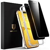 UNBREAKcable Privacy Screen Protector for iPhone 15 Pro, Anti-Spy Shatterproof Tempered Glass [True 28°Anti Spy] [9H Hardness] [Easy Installation Frame] Black Protector for Apple iPhone 6.1" - 2 Pack