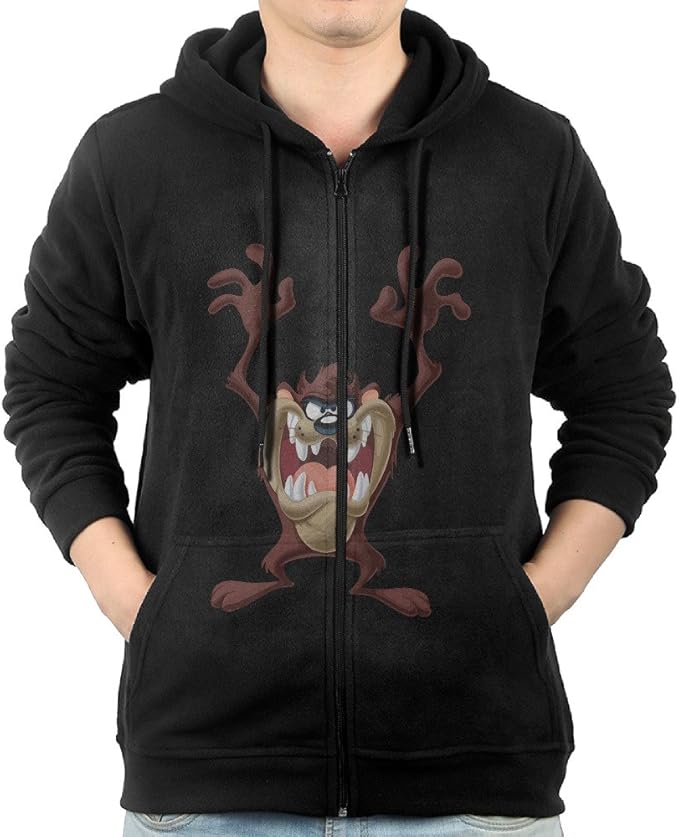 Tasmanian Devil Taz Looney Tunes Men's Full Zipper Drawstring Hoodie