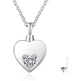 Jinlou 925 Sterling Silver Hold Loved Ones Heart Urn Necklace Pendant for Ashes Memorial Cremation Jewelry