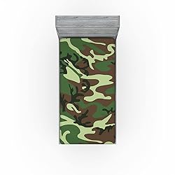Ambesonne Camo Fitted Sheet, Classical American