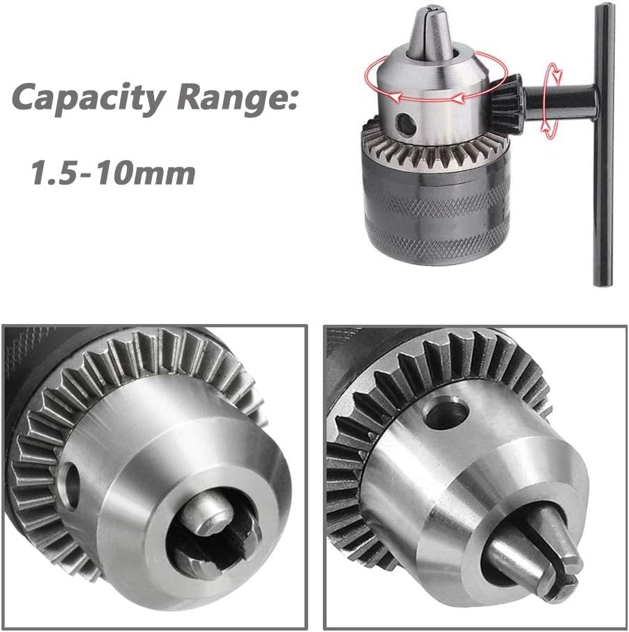 Uxcell Drill Chuck 3/8-24UNF Thread – 1.5-10mm Capacity With Chuck Key