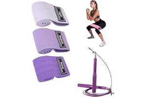 3 Pack Fabric Resistance Bands Set with Jump Rope, Progressive Resistance Levels, Booty Bands for Physical Therapy and Workou