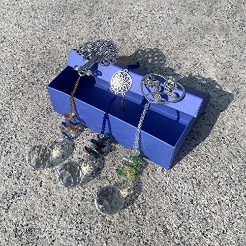 Joojus Sun Catcher Colorful Crystals Ball Glass Pendants Chandelier Suncatchers Prisms Hanging Ornament Octogon Chakra for Plants, Cars, Window Décor, Home, Office, Garden Decoration, 3 Pcs