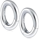 Pndeyo 2pcs 925 Sterling Silver Oval Jewelry Clasps, Hypoallergenic Necklace Enhancer Shortener, Spring Bail Clasp Rings Connector Clips for Bracelet Anklet Jewelry Making