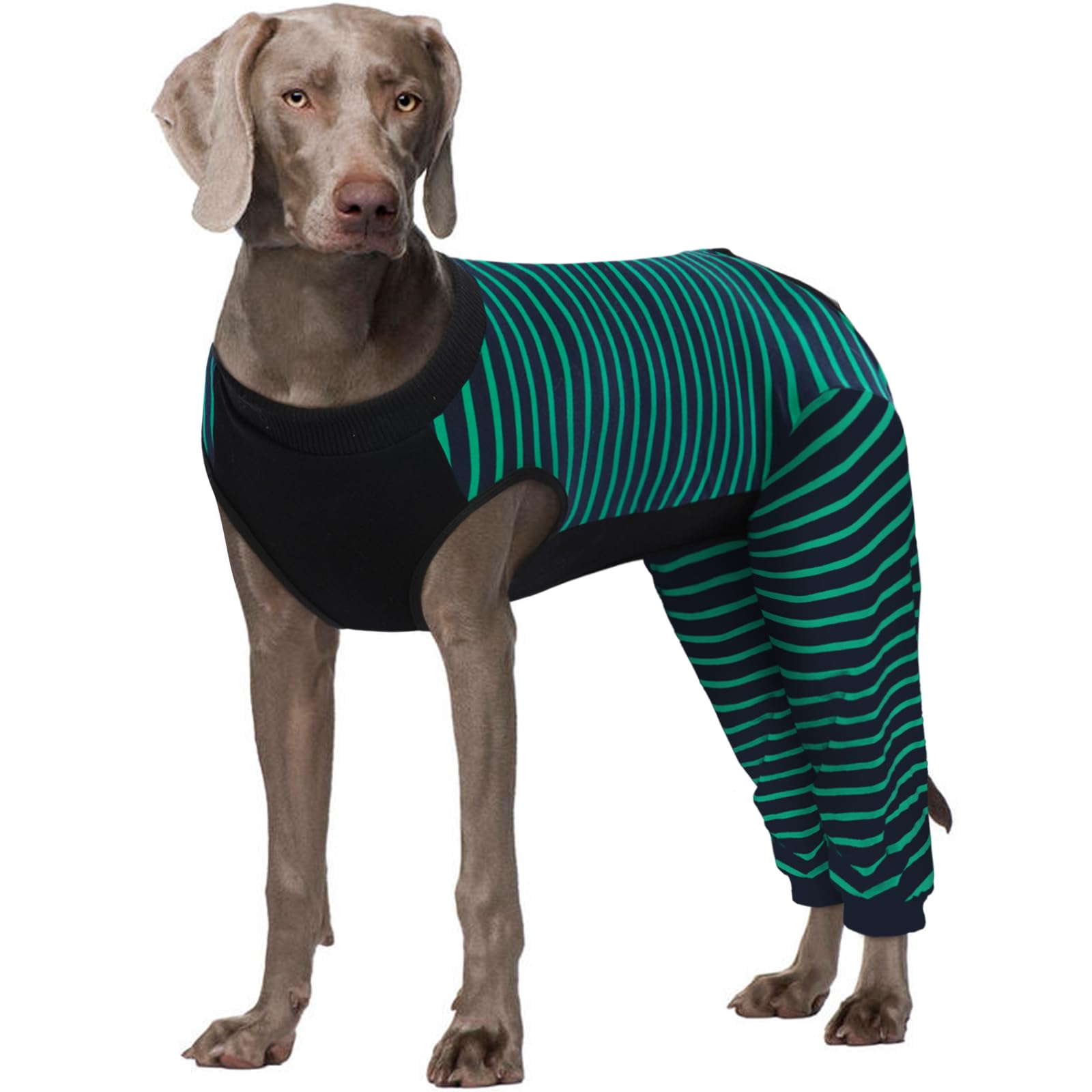 Kuoser Dog Surgery Recovery Suit Female Male, Dogs Surgical Suit with Body Sleeve Hind Legs to Prevent Licking Bite, Dog Bodysuit with Leg Braces Wound Cover, Green 3XL