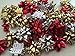 PEPPERLONELY Brand 50PC Mini Size Red Gold Silver 1 Inch Jewelry Box Metallic Christmas Mix Gift Wrap Bows